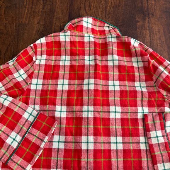 Disney Minnie Mouse Christmas Red and Green Plaid Fabric Pajama Top - Picture 6 of 8